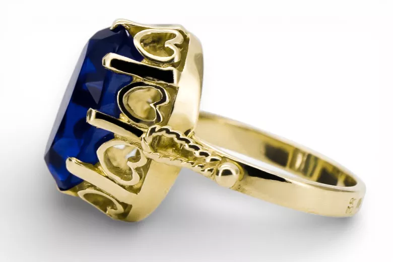 Inel Stil Vintage Safir Aur galben 14K vrc134y